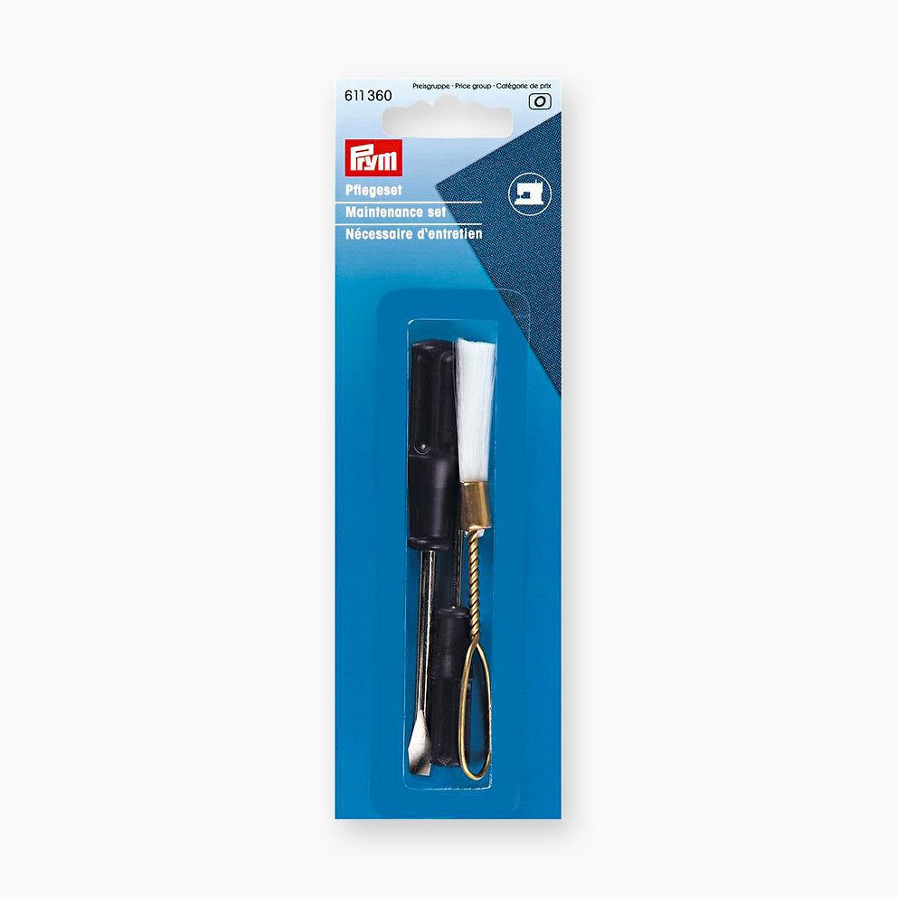 Prym 611360 Sewing Machine Maintenance Kit: Soft nylon brush and strong screwdrivers