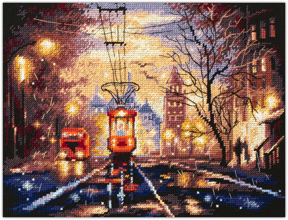 Magic Needle Premium Quality Night Tram Cross Stitch Kit 550-760