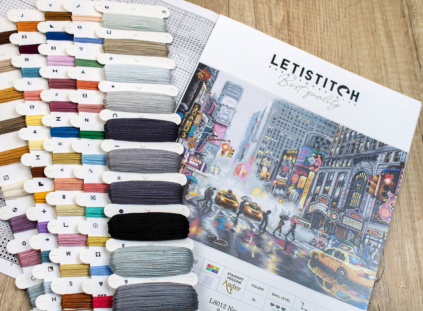 Kreuzstichset „New York“ – LETISTITCH L8012 – inklusive 16ct Aida-Tuch. und 56 Farben von Mouliné-Ankerfäden