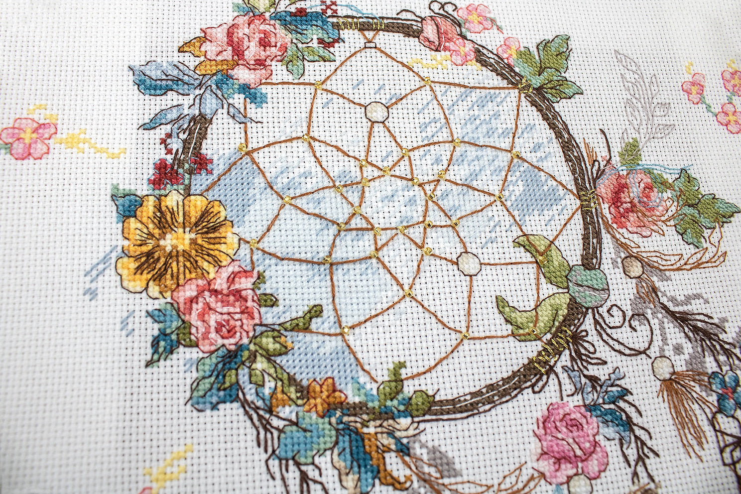 Kit de punto de cruz L8035 de LETISTITCH: sueños de primavera con un hermoso atrapasueños