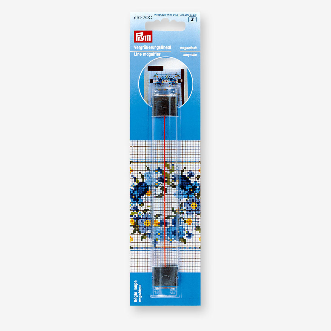 Prym 610700 Magnetic Magnifying Ruler for Embroidery and Sewing