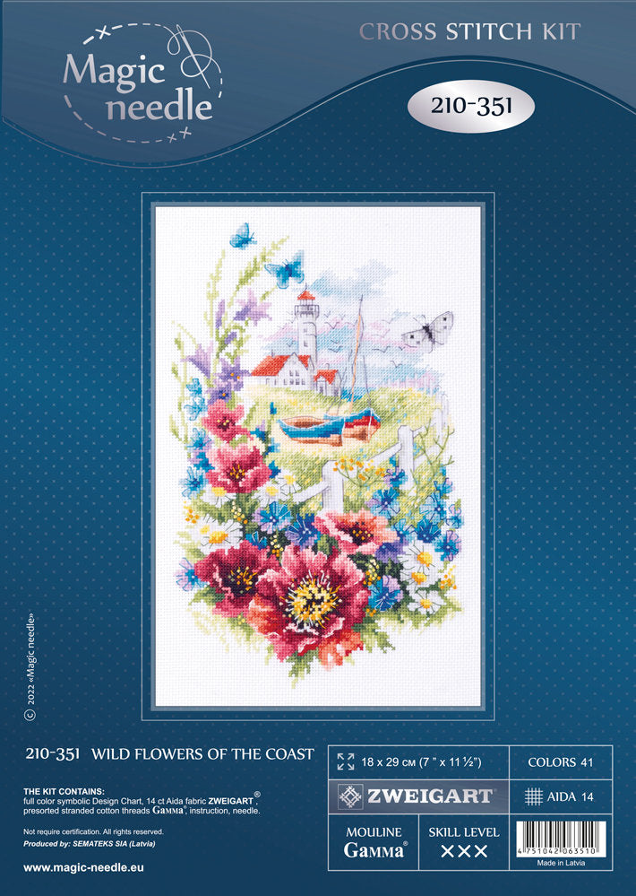 Cross Stitch Kit 210-351 Wild Flowers of the Coast. Magic Needle