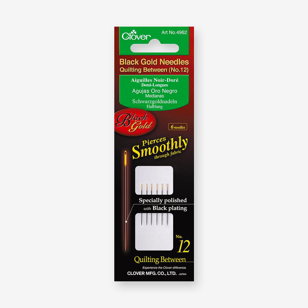 Clover Black Gold Nº12 Quilting Needles - Pack of 6