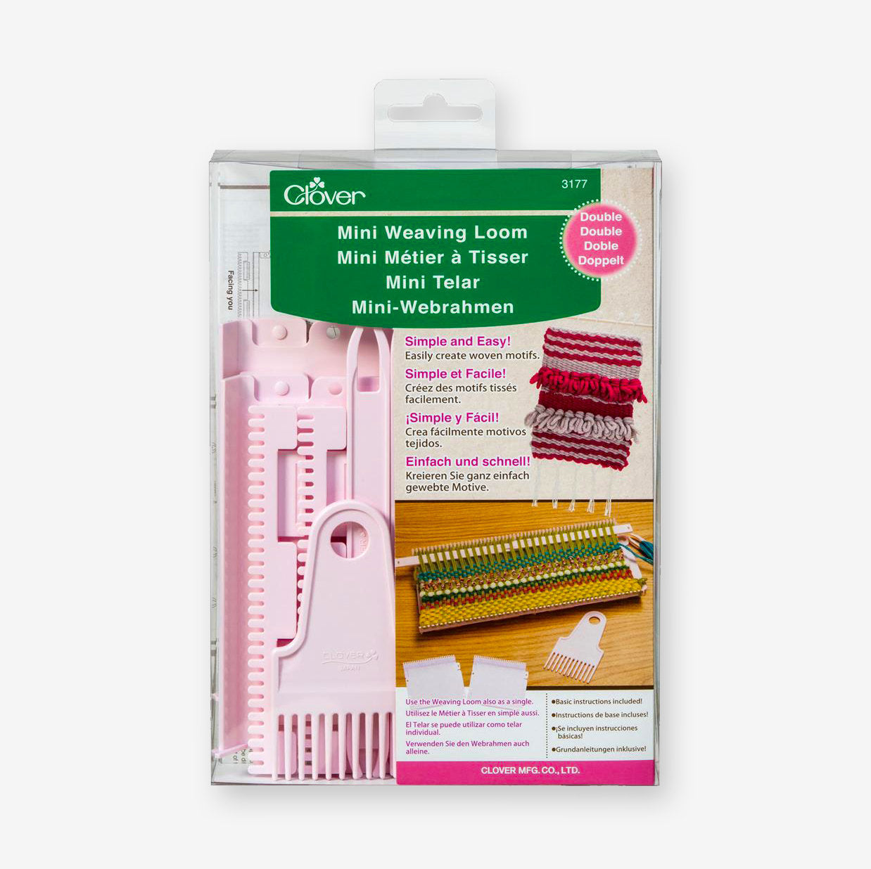 Clover 3177 Mini Double Loom for Custom Weaving - Includes Instructions and Tools