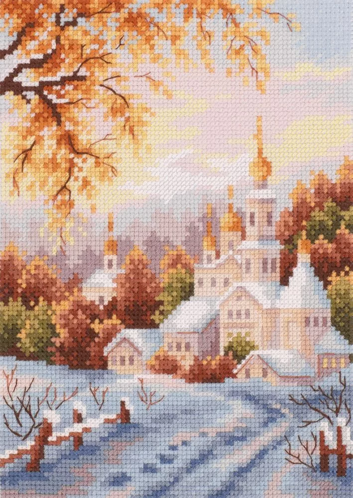 Winter Landscape in Snow Monastery - Magic Needle Cross Stitch Kit