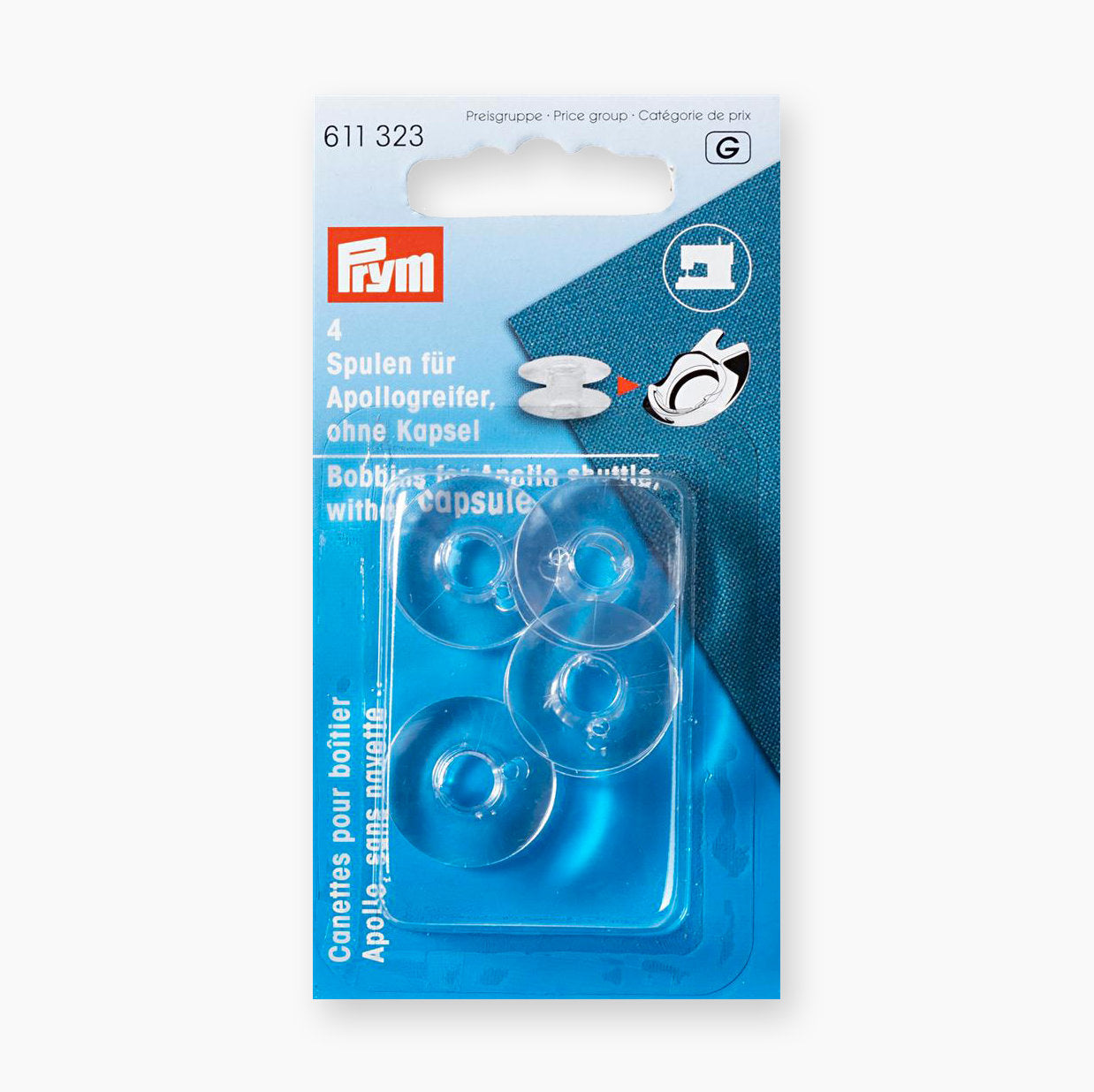 Clear Plastic Bobbins for Singer Sewing Machines with Prym Apollo Bobbin Holder 611323 (20mm)