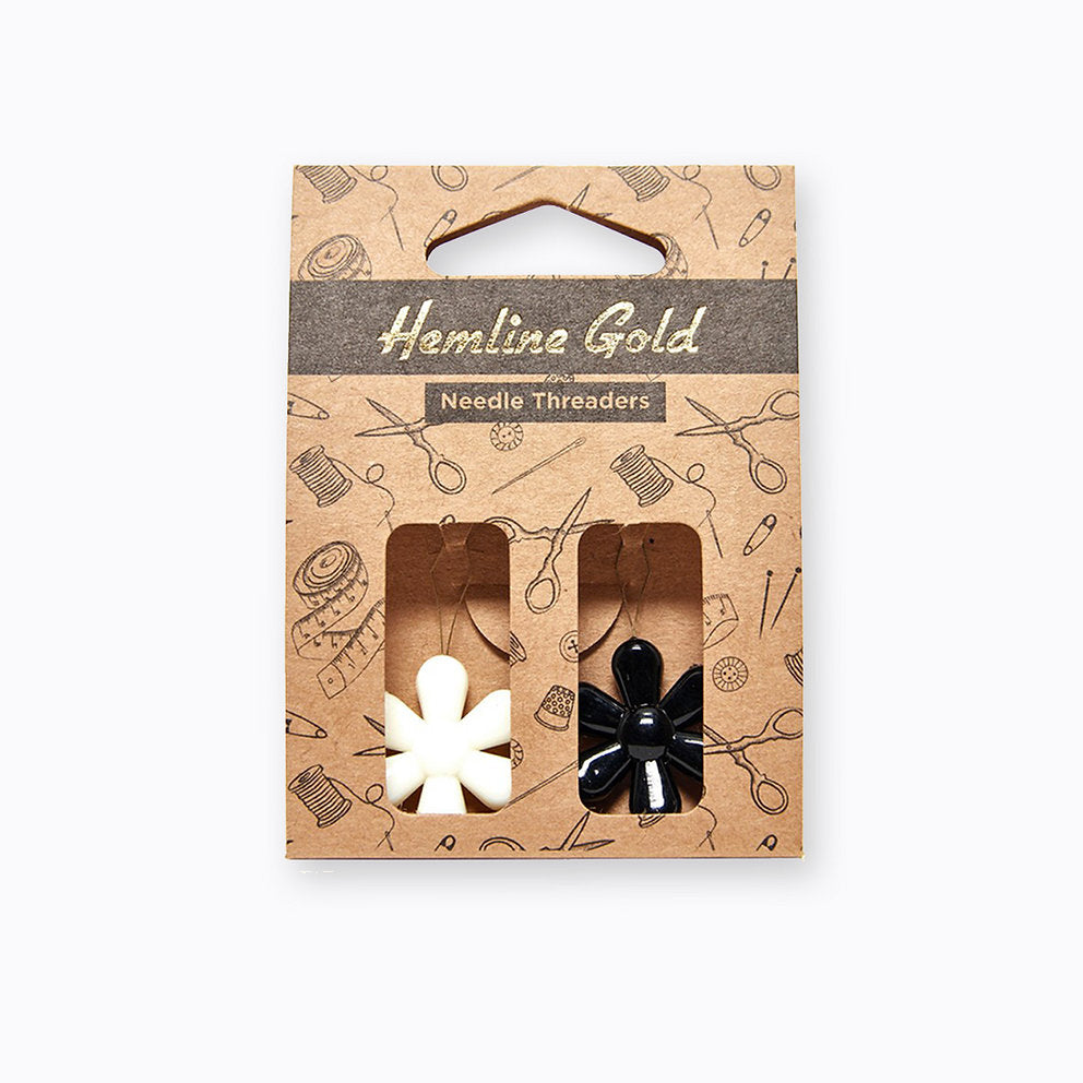 Hemline Gold Needle Threaders Pack: Make threading easy with floral style!