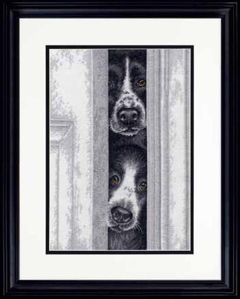 Cross stitch kit. Peeking Puppies 70-35400 Dimensions