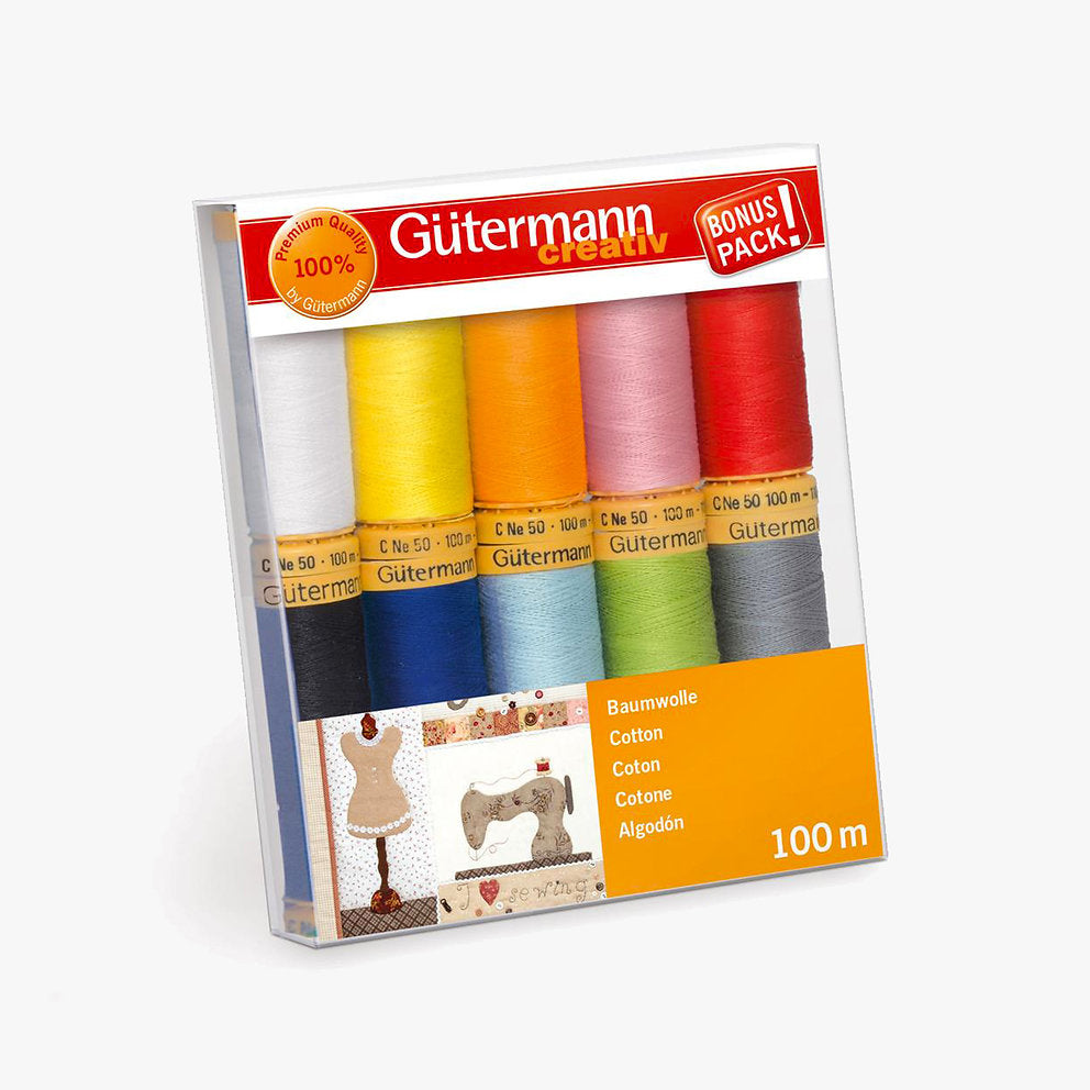 Gütermann cotton thread set for patchwork and quilting - 10 colors