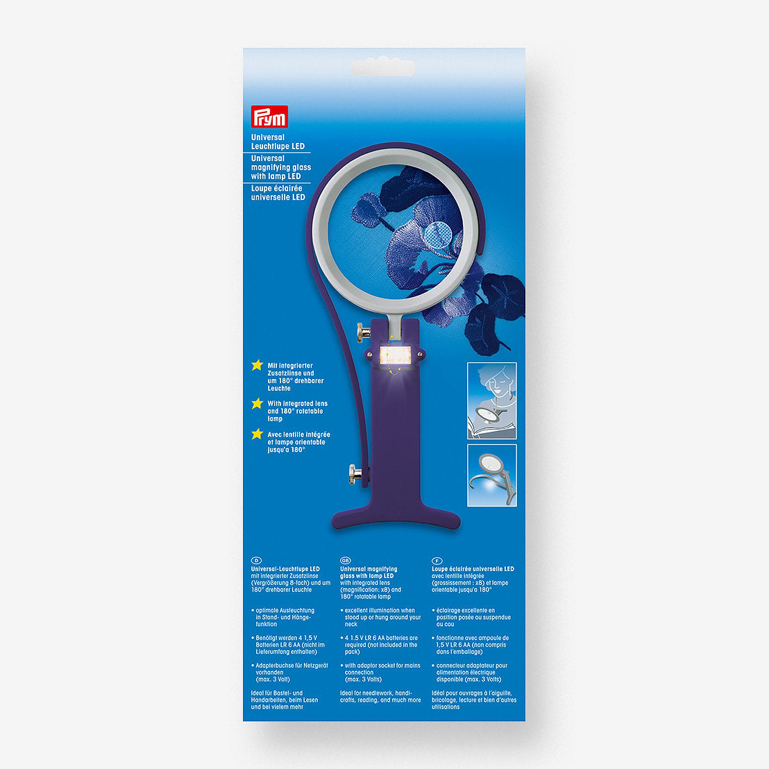 Hands-free LED universal magnifying glass 610380