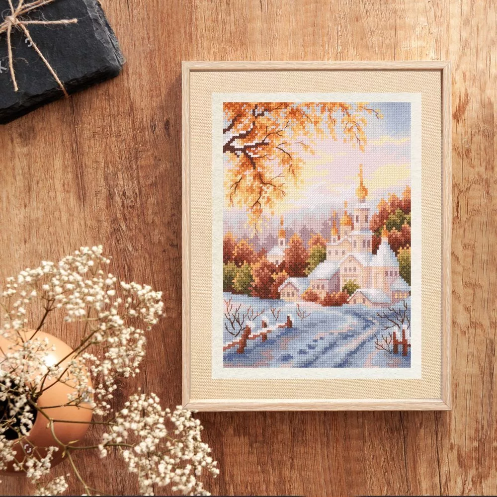 Winter Landscape in Snow Monastery - Magic Needle Cross Stitch Kit