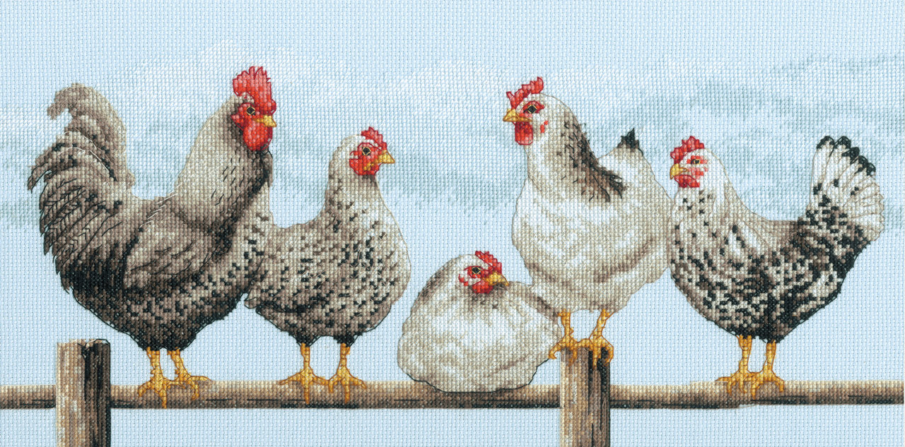 Cross stitch kit. Black and white chickens 70-35403 Dimensions