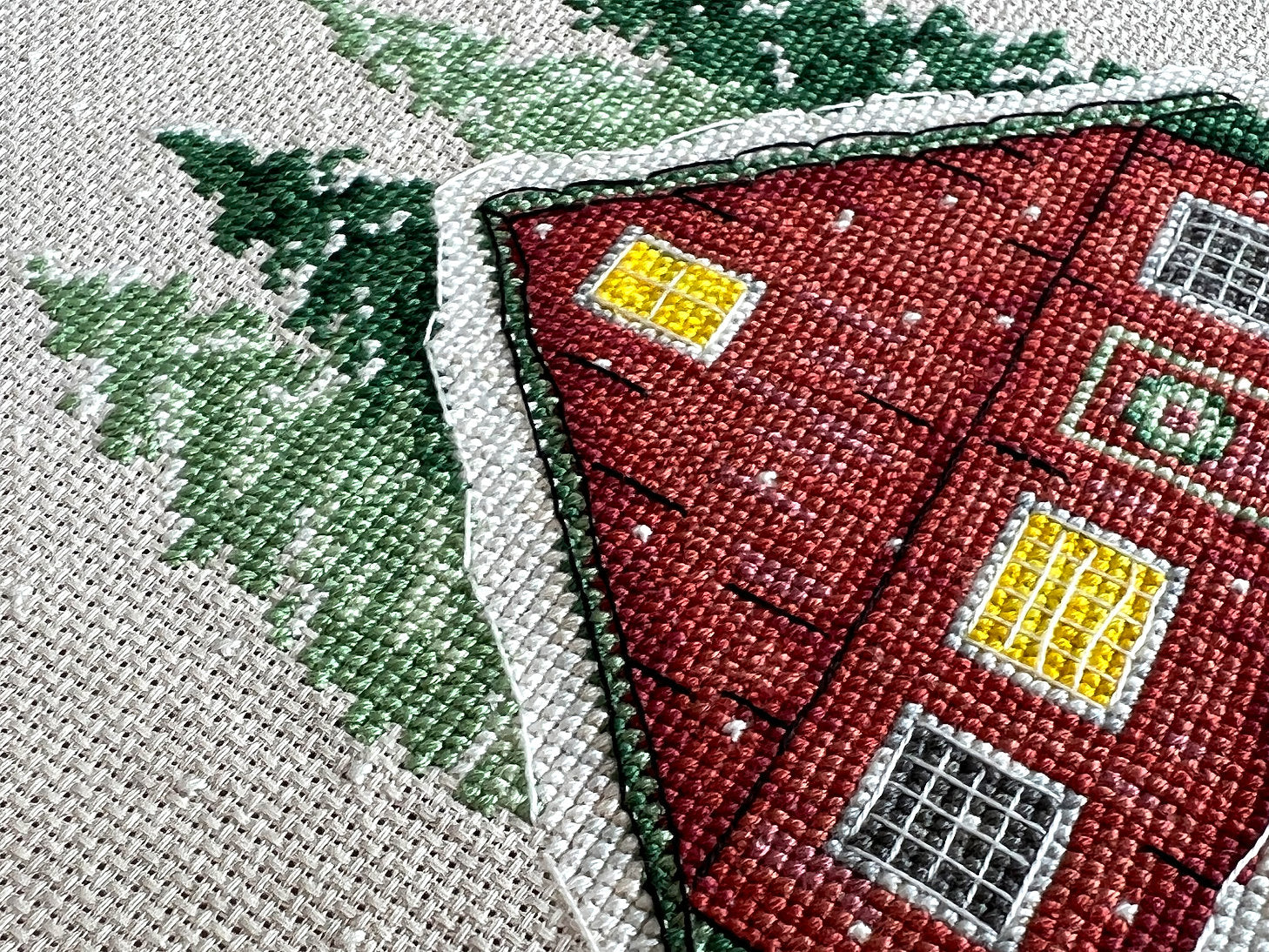 Red House - Exclusive Cross Stitch Chart for Embroidery, Spanish Stitch and Art Design P004