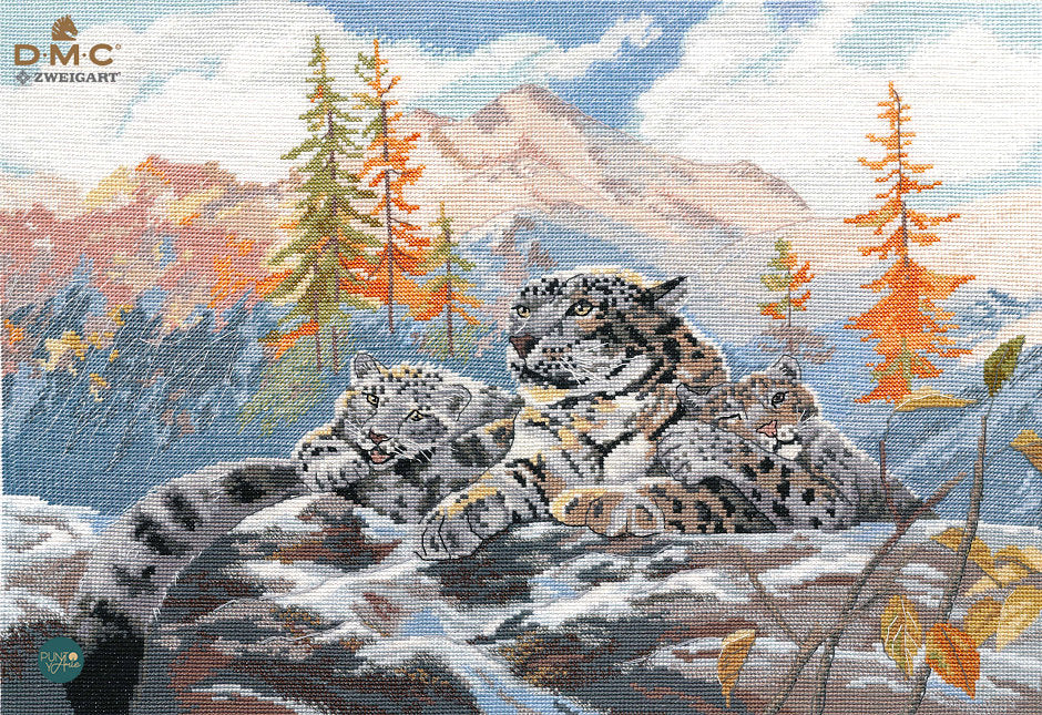 Cross stitch kit. Snow leopards. Panthera uncia - 1342 OVEN