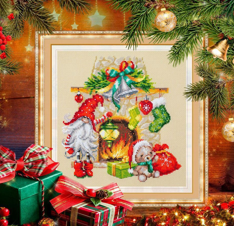 Cross Stitch Kit Waiting for Christmas by Magic Needle