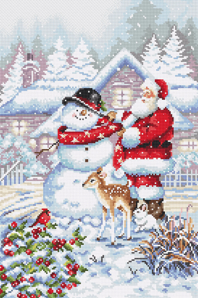 Cross Stitch Kit. L8015 Snowman and Santa Claus - LETISTITCH