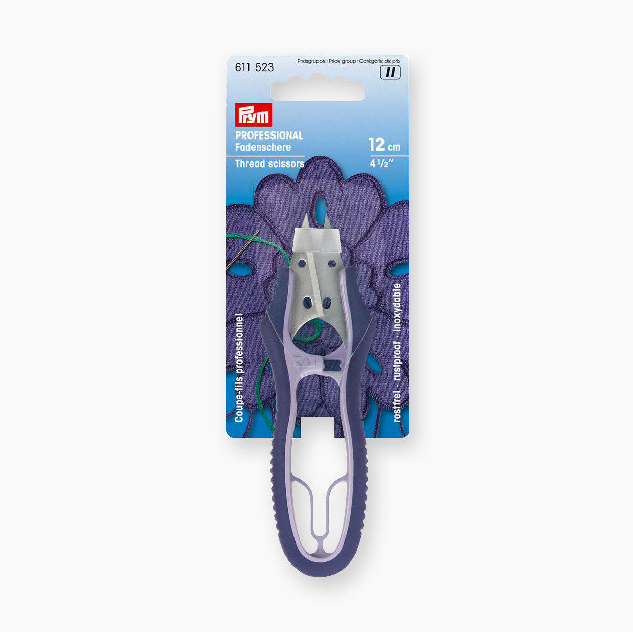 Professional thread-cutting scissors with soft grip and protective cap Prym 611523