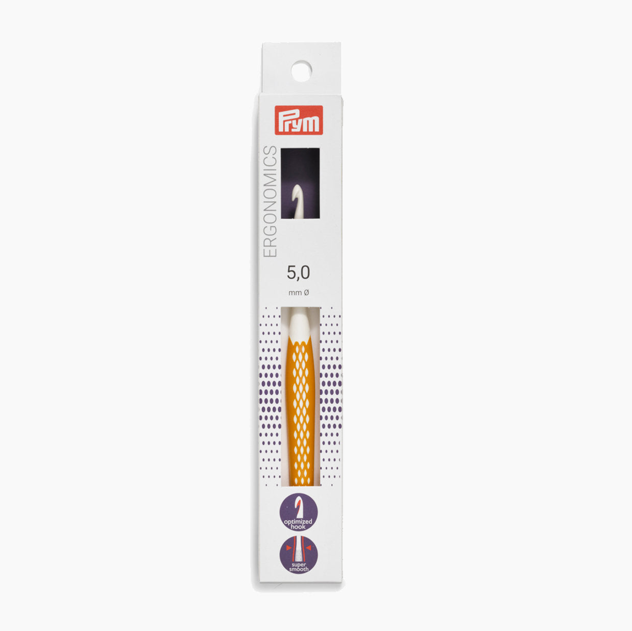 Ganchillos ergonómicos de colores Prym 5,0mm / 16cm para tejer lana - Agarre cómodo y suave al tacto