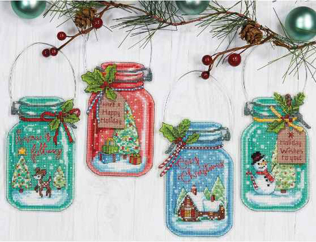 CHRISTMAS JAR ORNAMENTS - 70-08964 Dimensions - Kit de punto de cruz