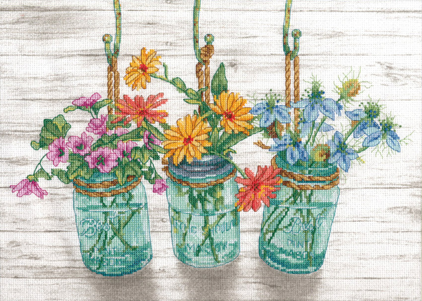 Flower Jars - 70-35378 Dimensions - Cross Stitch Kit