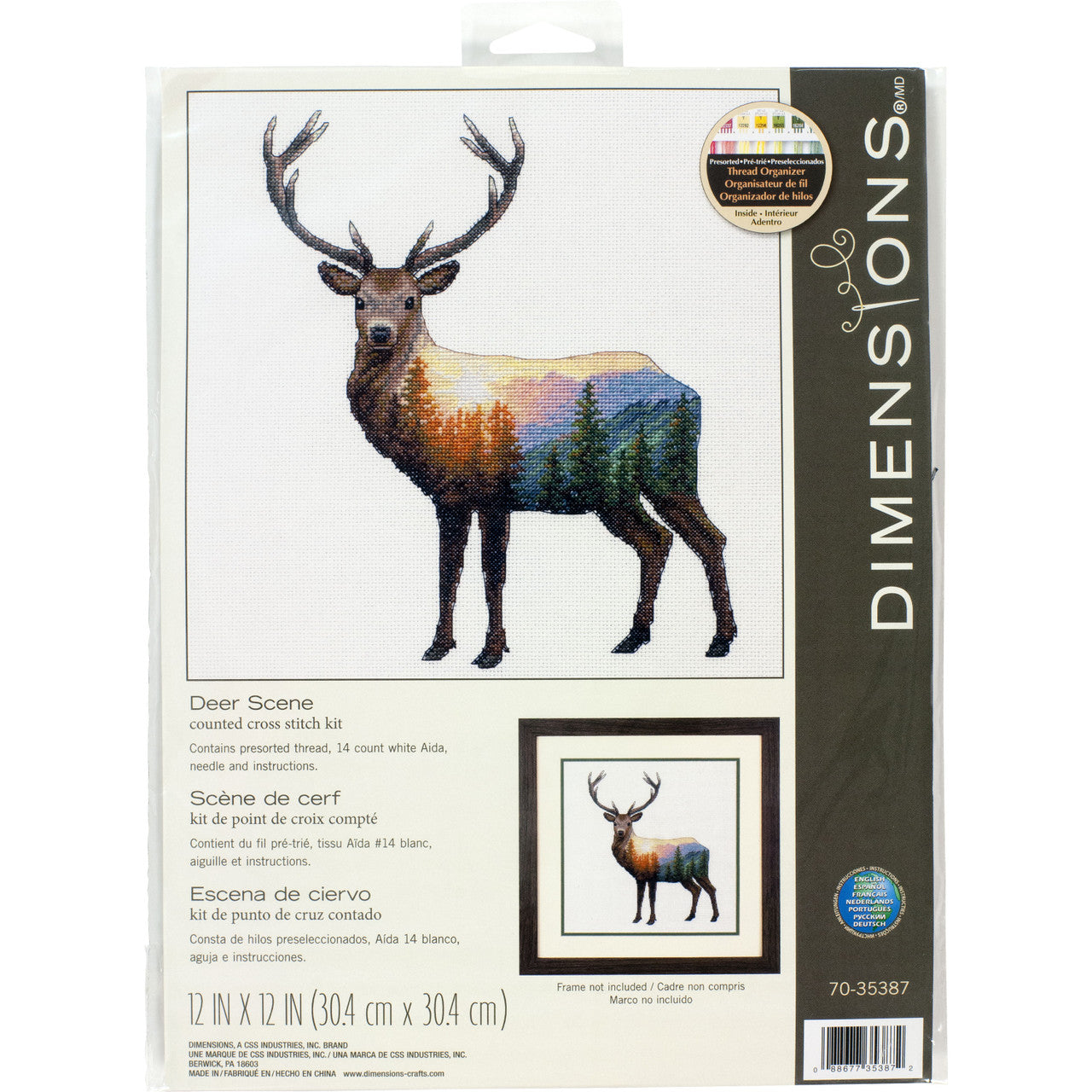 Deer Scene Cross Stitch Kit - 70-35387 Dimensions