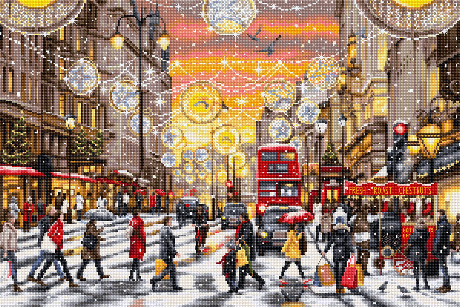 Cross Stitch Kit. Christmas Shopping in London - BU5007 Luca-S Gold