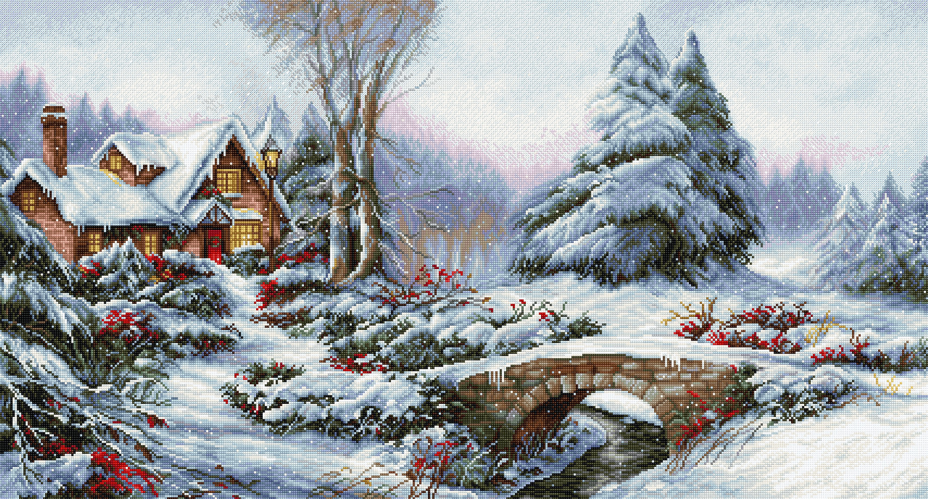 Cross Stitch Kit. Winter landscape - BU5002 Luca-S