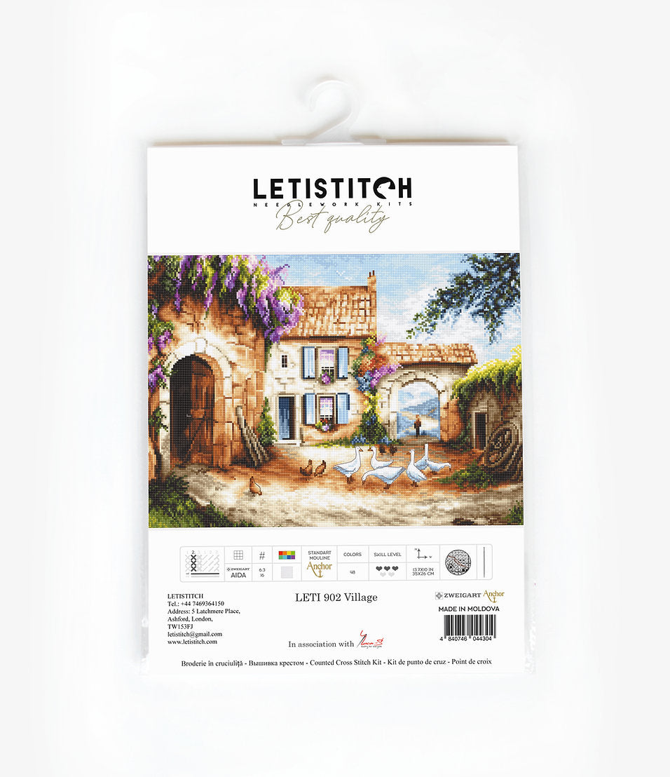 Kit de Punto de Cruz Paisaje de Pueblo | LETI 902 LETISTITCH | Calidad Premium