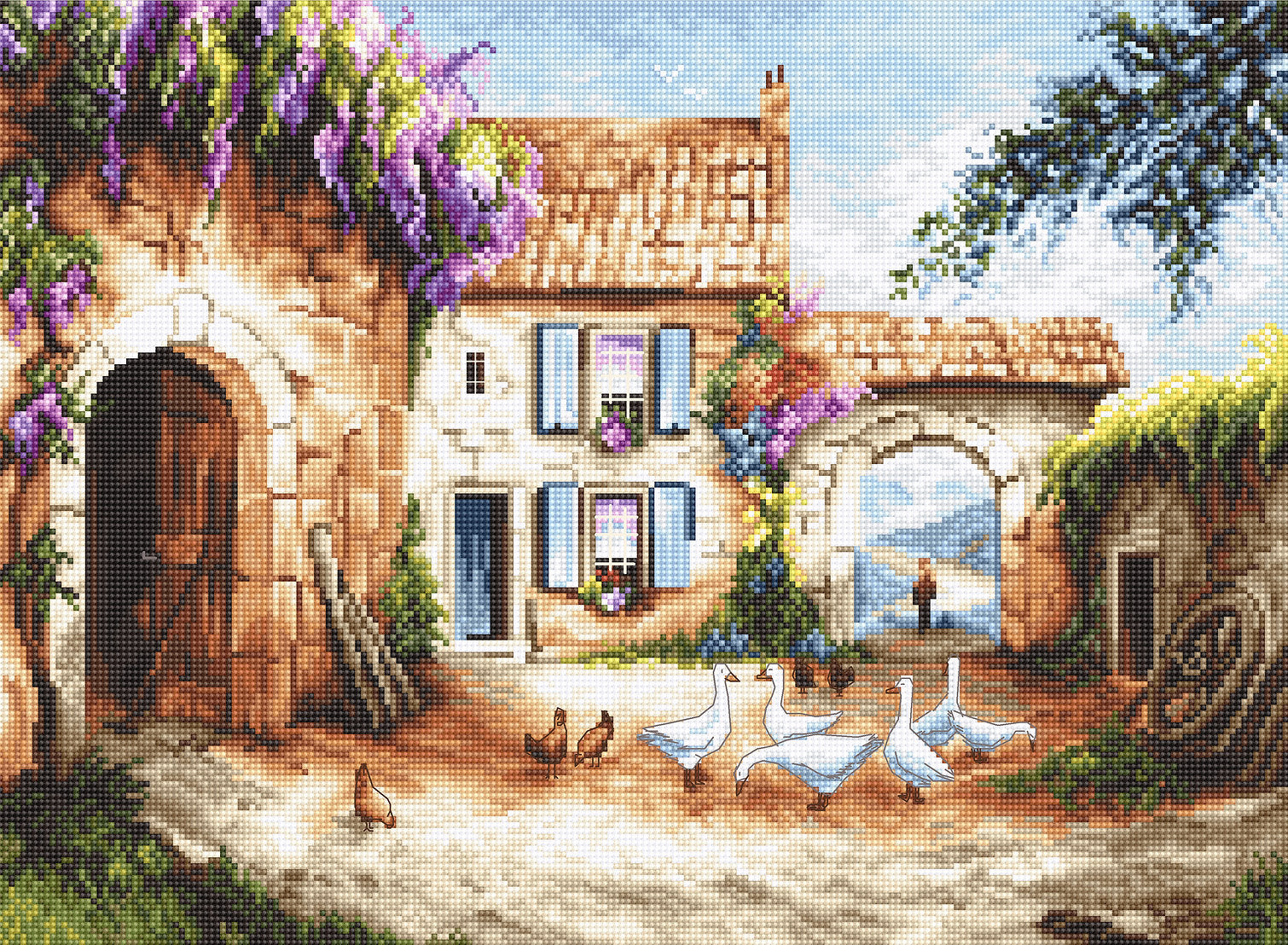 Kit de Punto de Cruz Paisaje de Pueblo | LETI 902 LETISTITCH | Calidad Premium