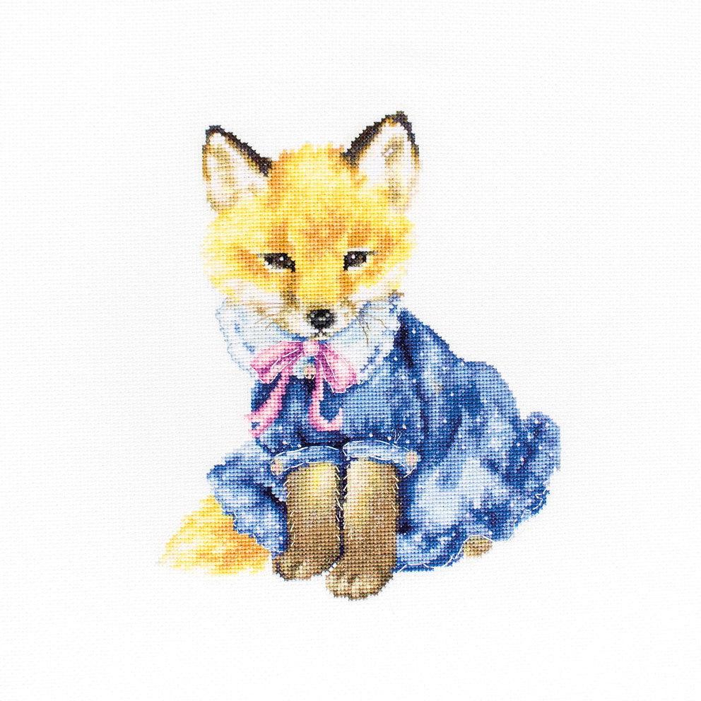 Cross Stitch Kit. Fox in blue dress - B1136 Luca-S