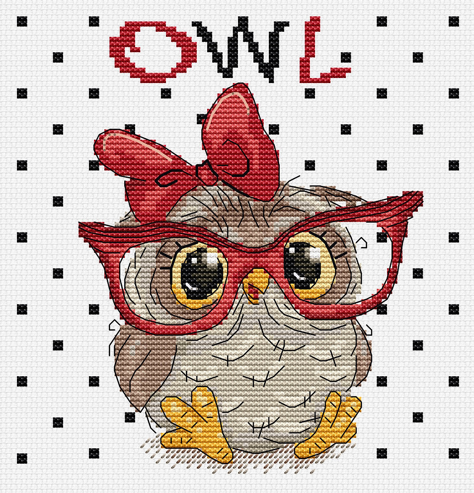 Cross Stitch Kit. The owl with glasses - B1403 Luca-S