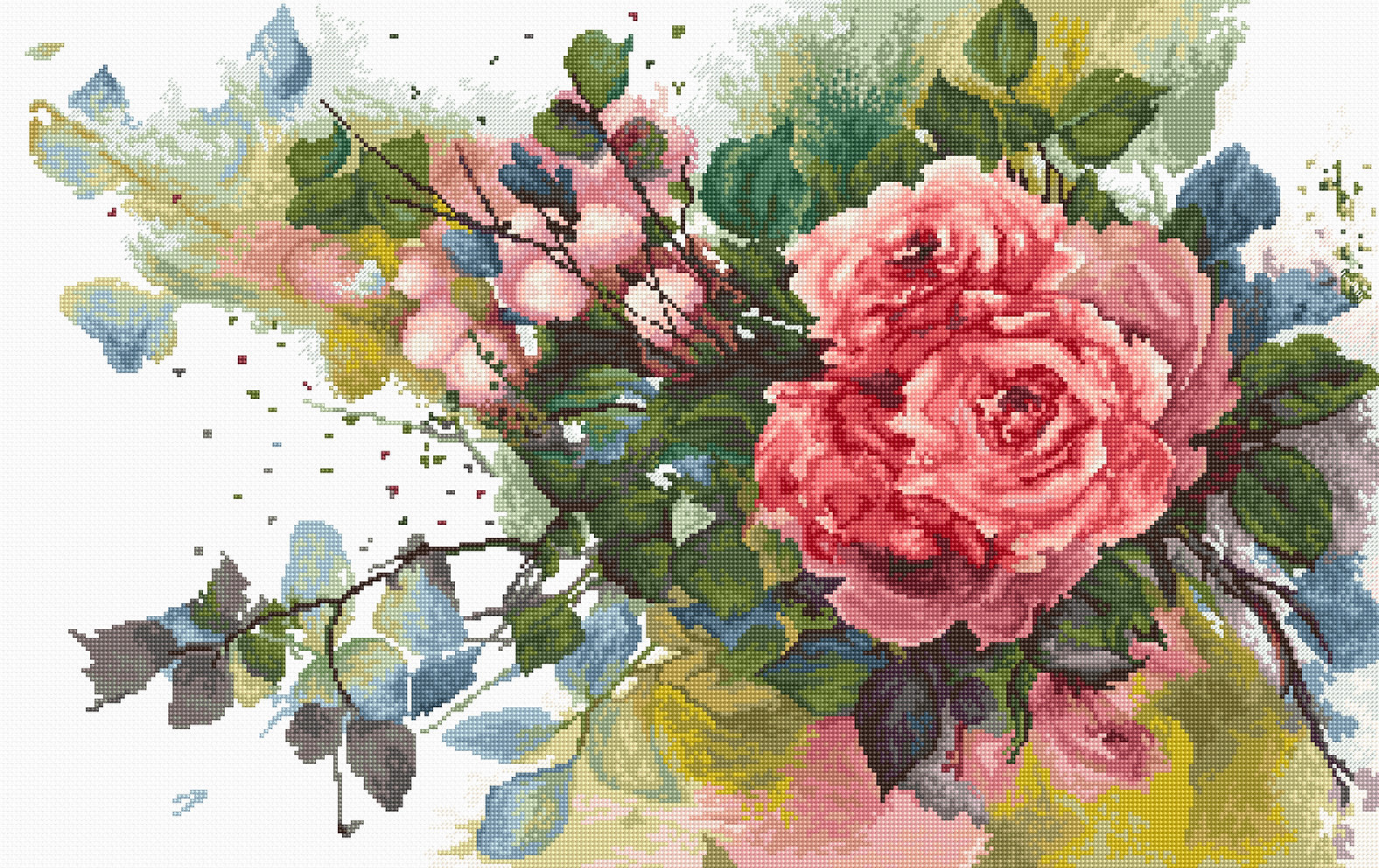 Kreuzstichset „Rote Rosen in Aquarell“ von Luca-S – B2383