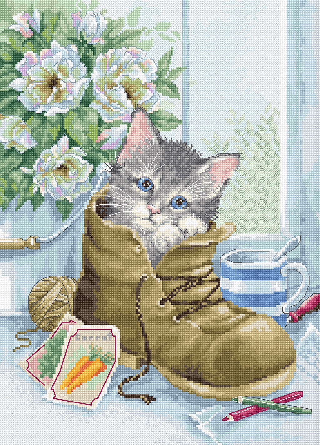 Cross Stitch Kit. Cute Kitten - B2391 Luca-S