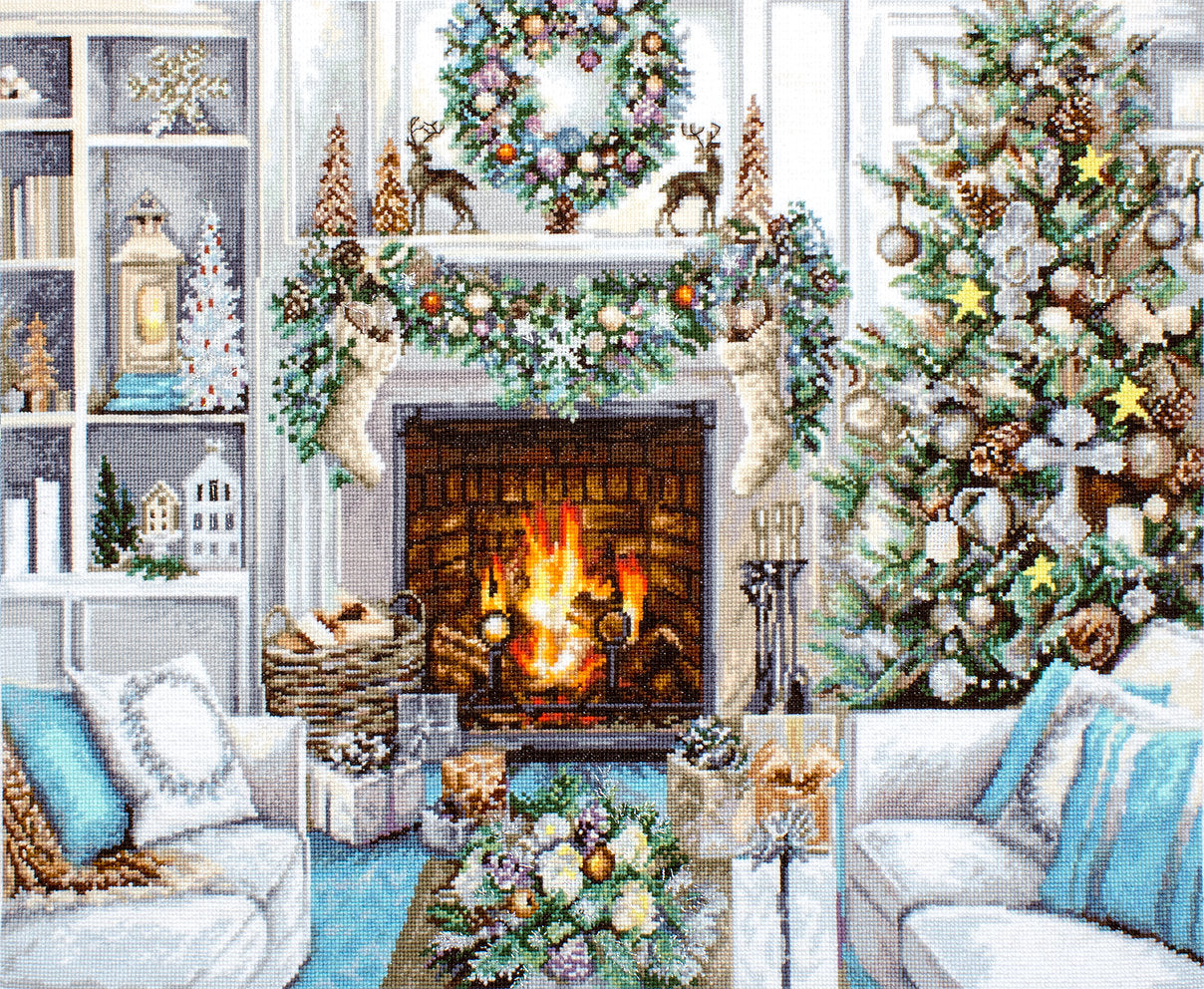 Cross Stitch Kit. Blue Christmas Interior - B2394 Luca-S