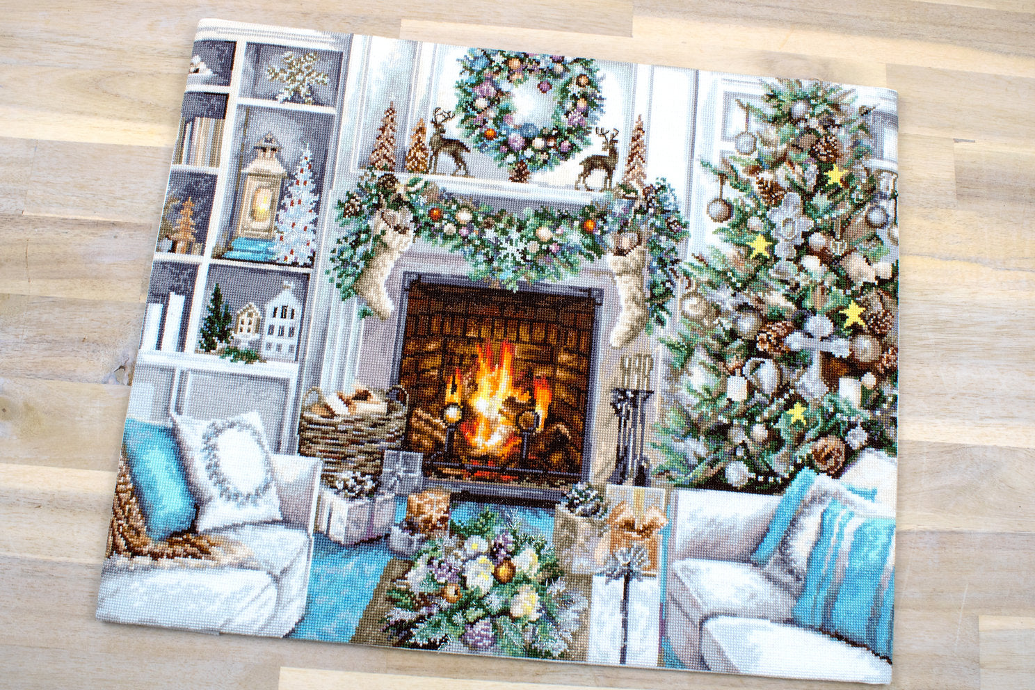 Cross Stitch Kit. Blue Christmas Interior - B2394 Luca-S