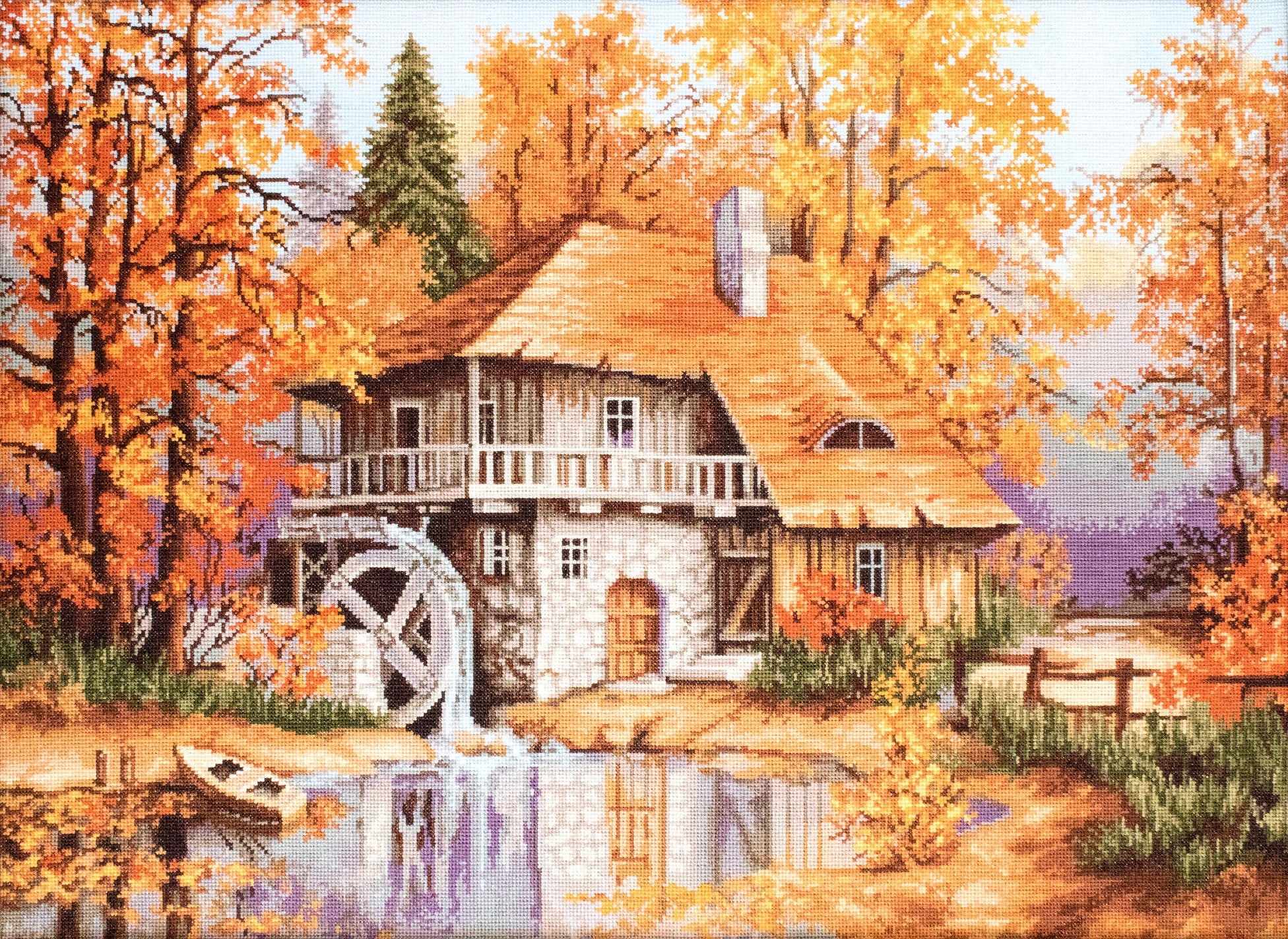 Cross Stitch Kit. Windmill in the Autumn Forest - B481 Luca-S