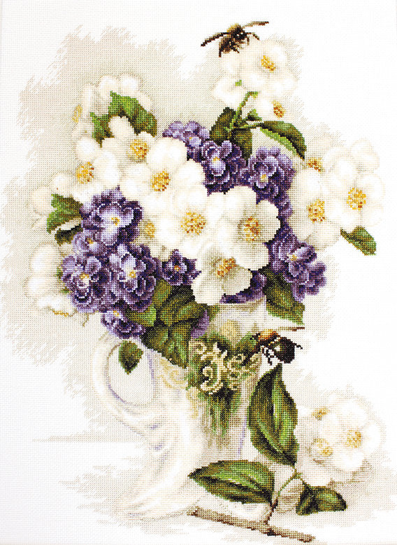 Cross Stitch Kit. Vase with Jasmine - B512 Luca-S