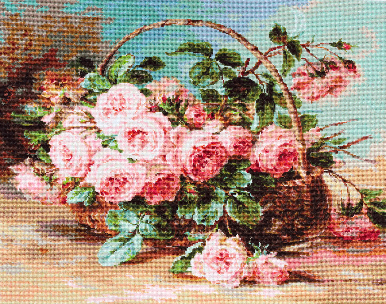 Cross Stitch Kit. Basket of Pink Roses - B547 Luca-S