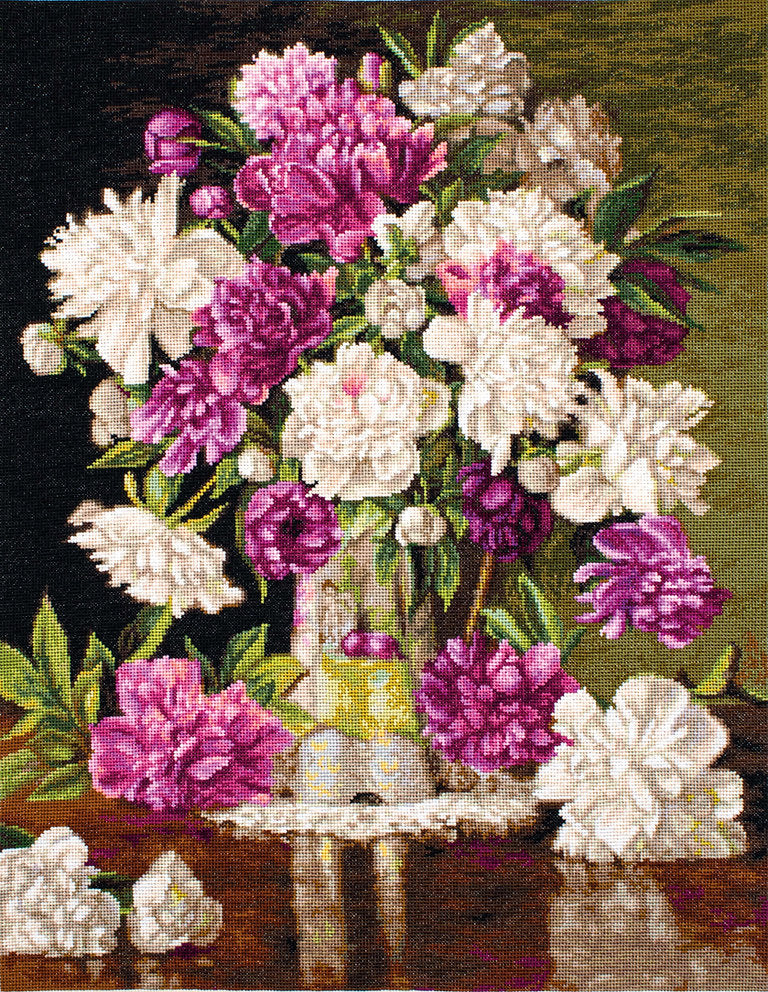 Cross Stitch Kit. Red and White Peonies - B608 Luca-S