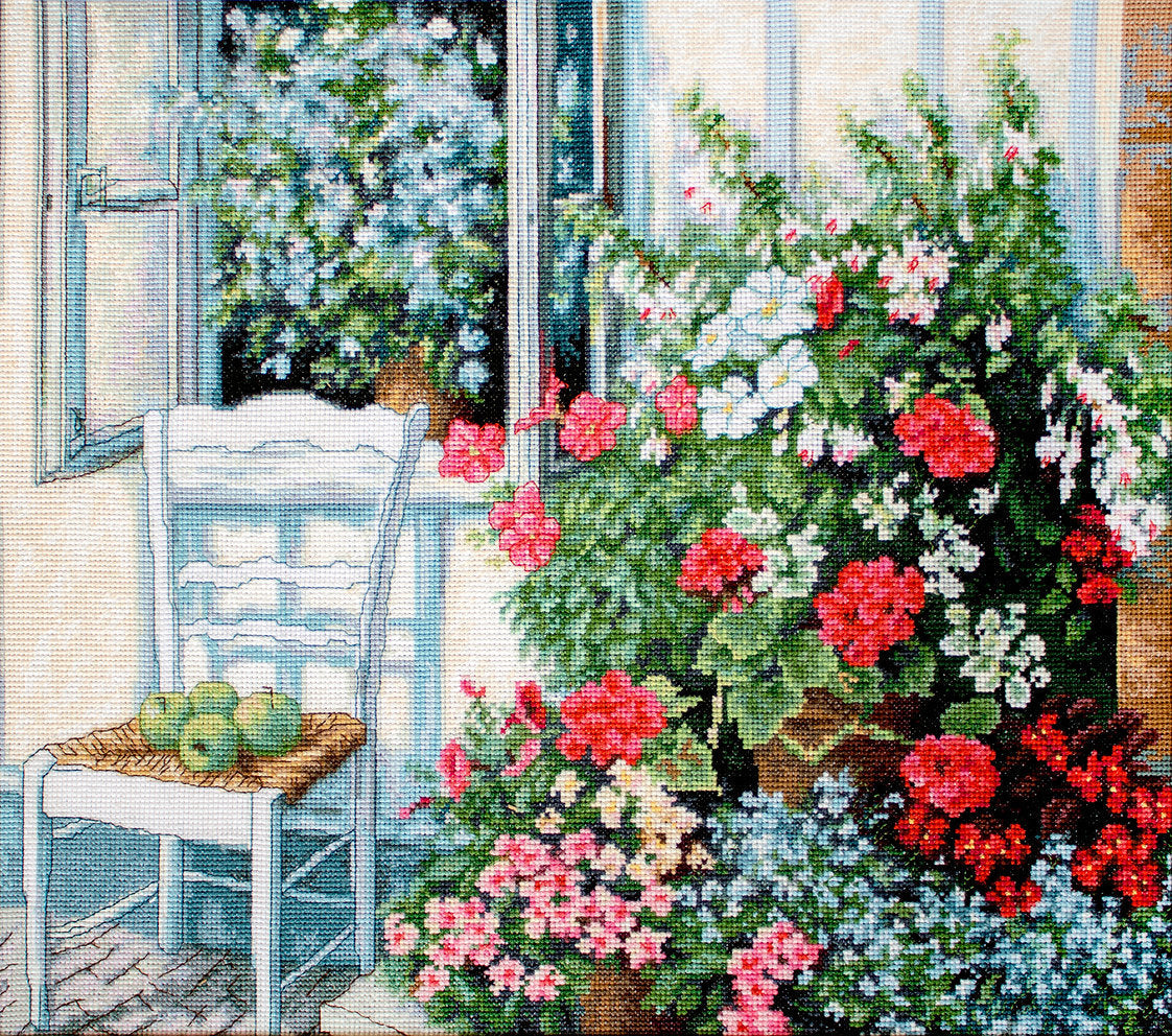 BU4017 Terrace with flowers - Luca-S - Cross Stitch Kit