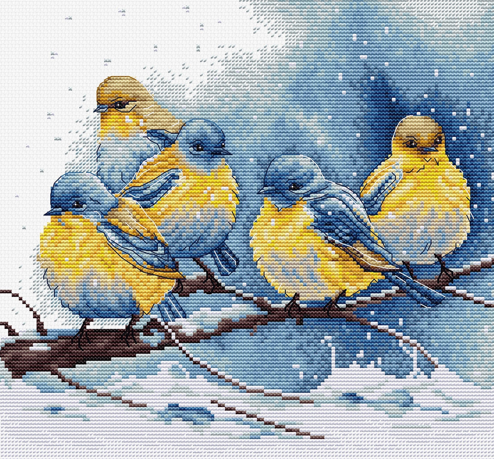 Cross Stitch Kit - Eastern Bluebirds - BU5028 Luca-S