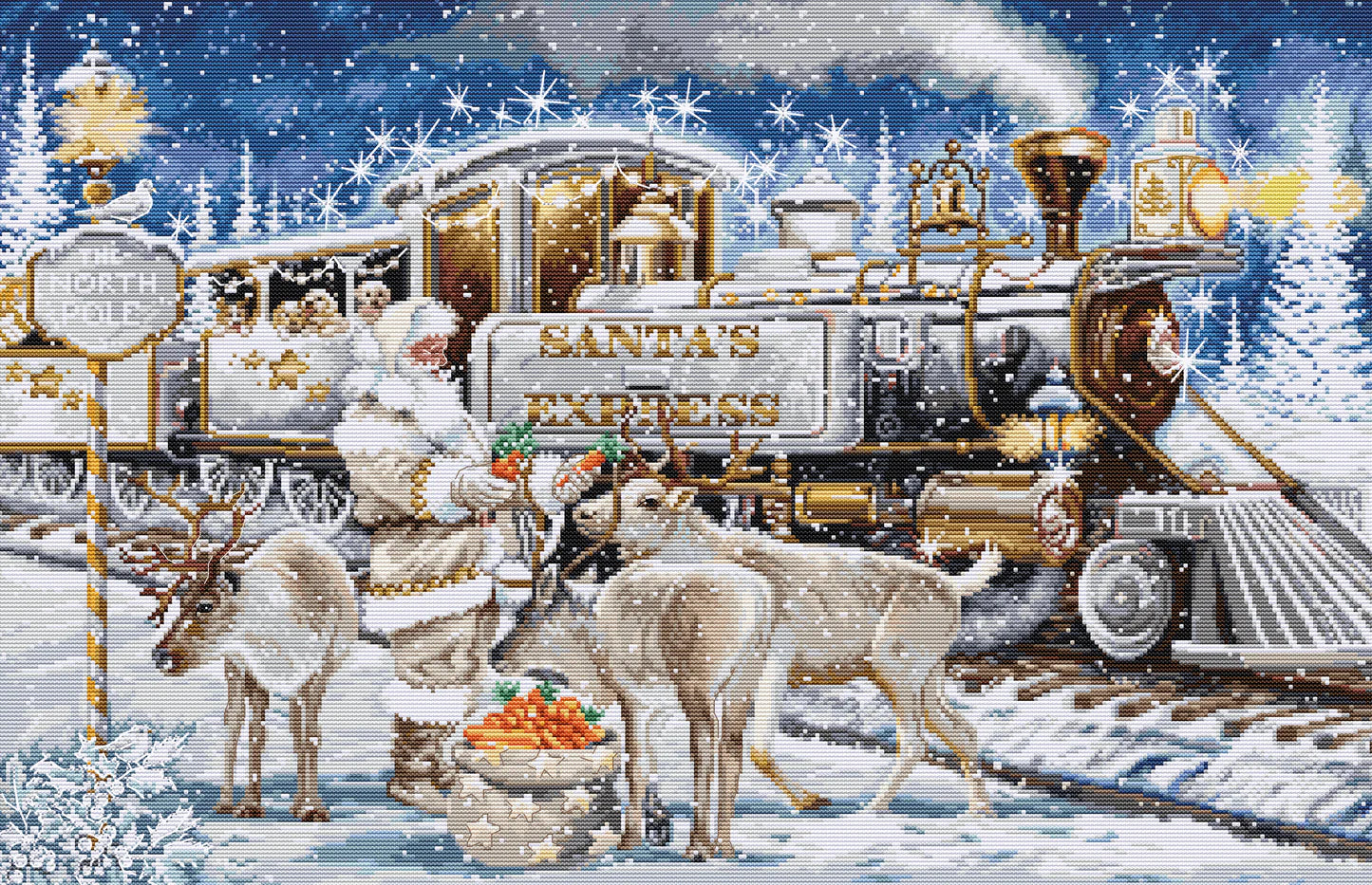 Kit de Punto de Cruz "Santa’s Express White" - Luca-S Gold BU5038