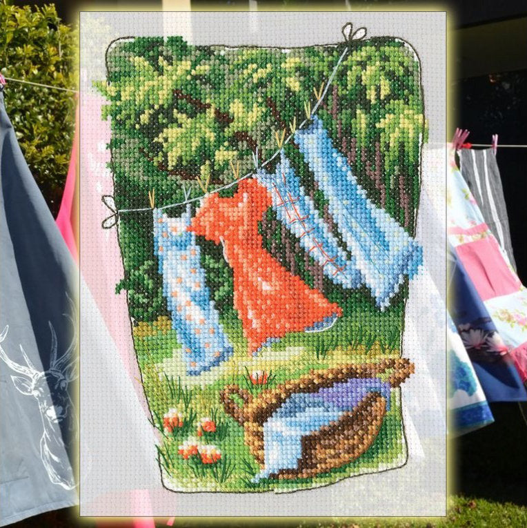 Cross stitch kit. Clothes to dry. Grandma's Old Garden - RTO C348