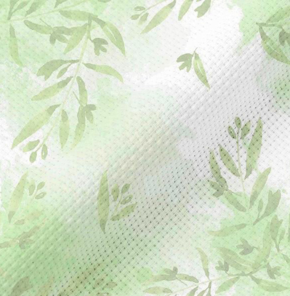 Green Leaves DMC Aida Precut Fabric - 14ct, 38.1 X 45.7 cm