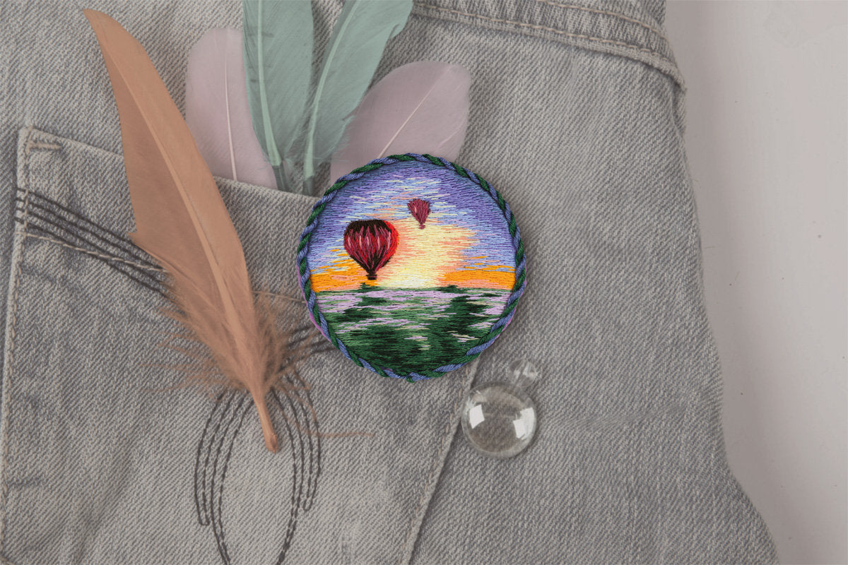 Brooch. Hot Air Balloons - JK-2185 Panna - Traditional Embroidery Kit