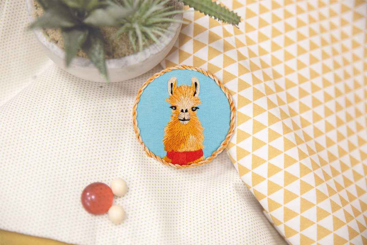 Brooch. Patrick the Llama - Panna - Traditional Embroidery Kit JK-2188