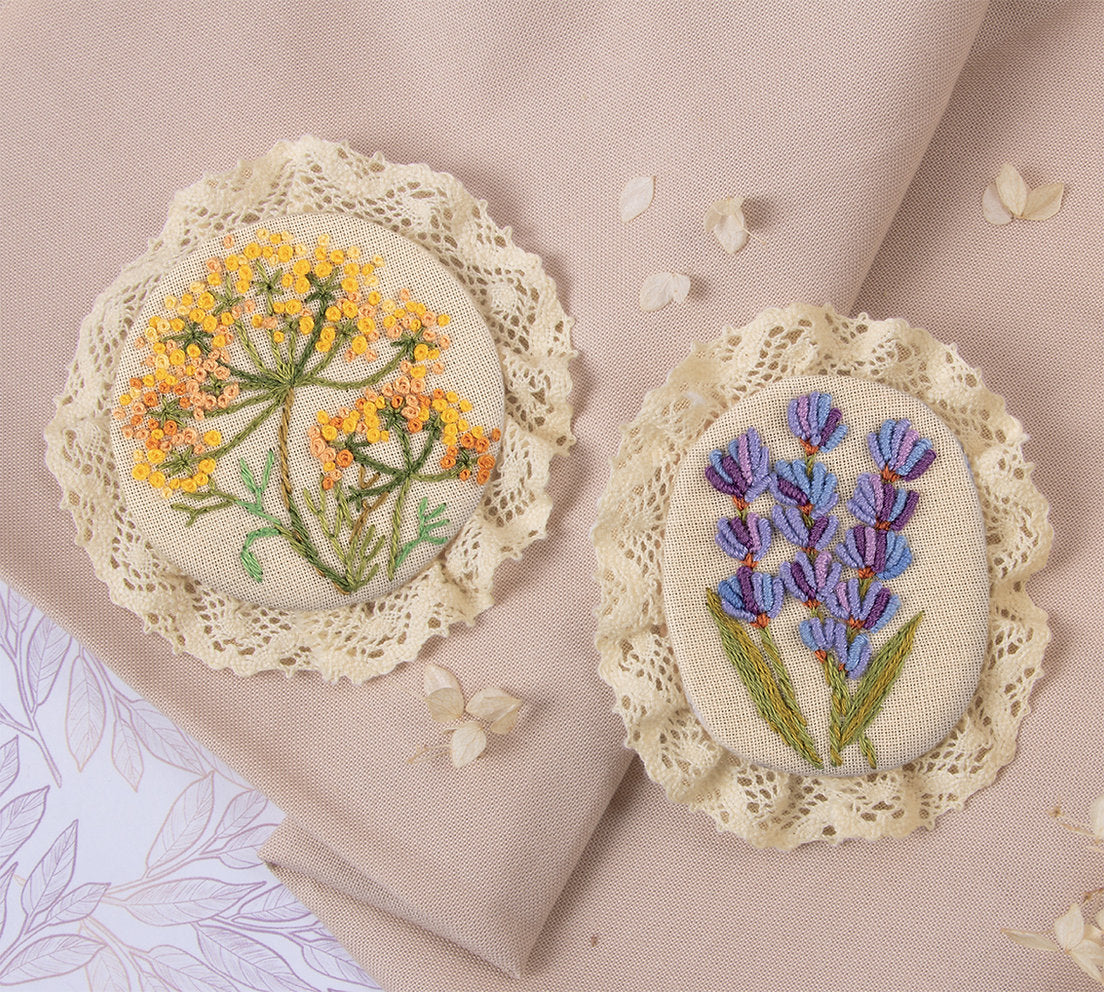 Brooch. Fennel and Lavender - JK-2210 Panna - Traditional Embroidery Kit