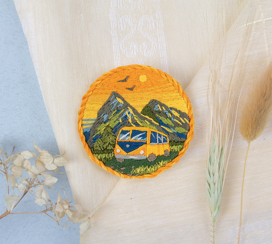 Brooch. Sunset Journey - JK-2217 Panna - Traditional Embroidery Kit