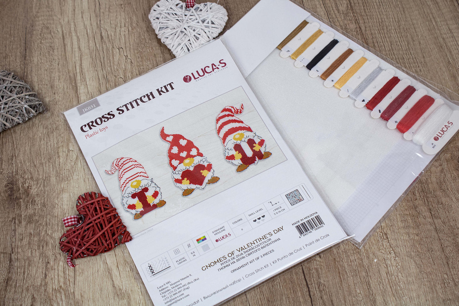 Cross Stitch Kit. Valentine's Day Gnomes - JK031 Luca-S