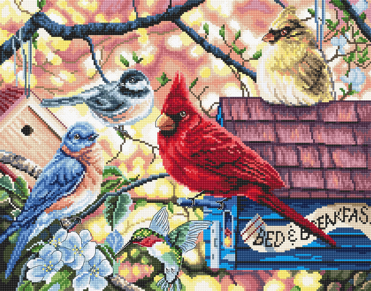 Spring Songbirds Cross Stitch Kit - LETISTITCH L8062